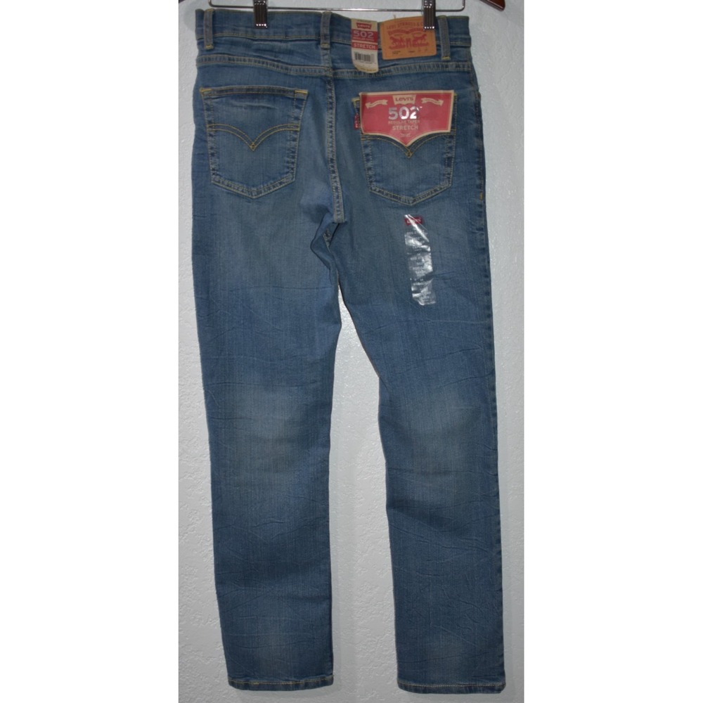 Levi's 502 Taper Stretch Regular Fit Jeans Med. Wash Boy Size 14R 915502 27 X 27 - Picture 2 of 16